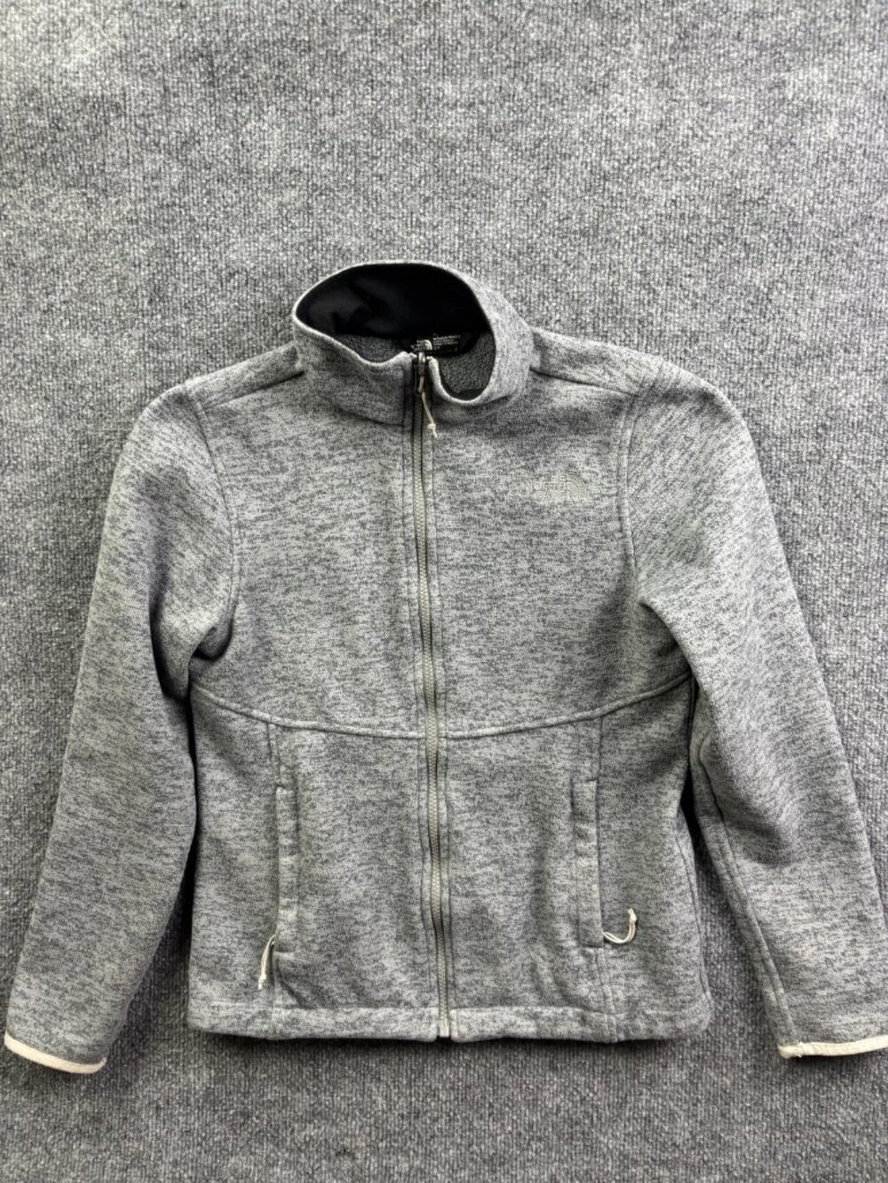 The North Face Fleece Jacket Womens Small Gray Full Zip Stand Collar Pockets